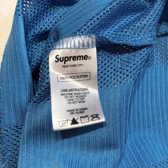 Supreme SS16 Velvet Logo Mesh Stripe Top Jersey Tee Size Large - Picture 4 of 6
